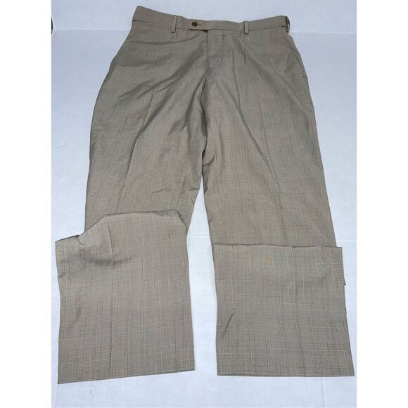 Louis Raphael Rosso Flat Front Straight Fit Men's Dress Pants 32X30 Tan Houndsto - Picture 3 of 7